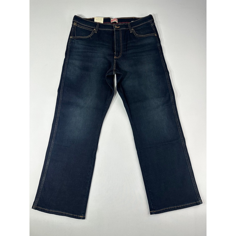 NEW Wrangler Bootcut Relaxed Fit Stretch Jeans Mens 36x30 Dark Wash Indigo